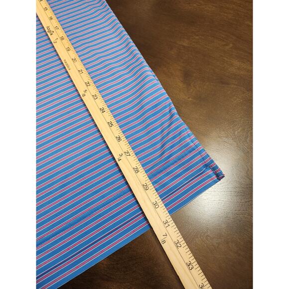 FJ FootJoy Mens Blue Pink Stripe Short Sleeve Stretch Golf Polo Shirt Size Large - Picture 6 of 6